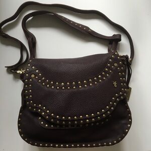 Frye Brown Crossbody Bag with Gold Studs